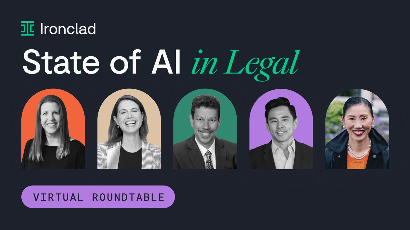 Official State of AI in Legal roundtable artwork featuring its five speakers.