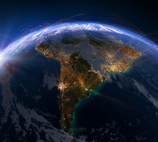 Africa as seen from space with lights illuminating population centers