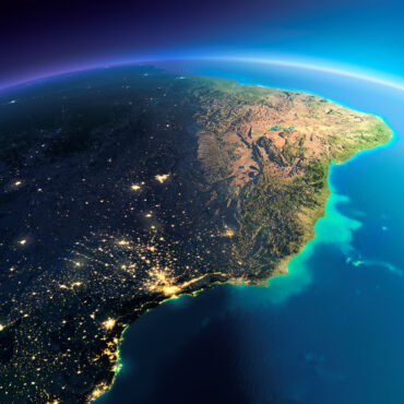 Brazil from space at night.