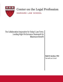Front page of report with harvard shield and center on the legal profession logo.
