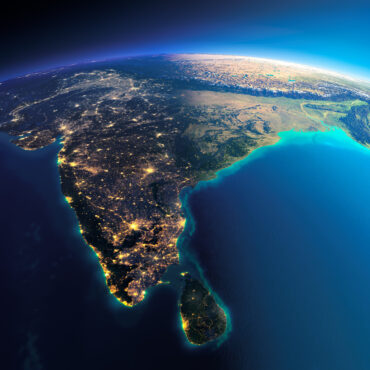 A view of India from the sky.