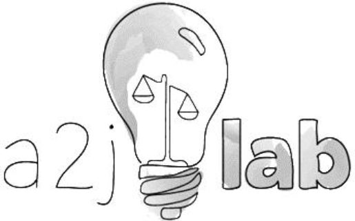 Drawn light bulb with logo of A2J Lab