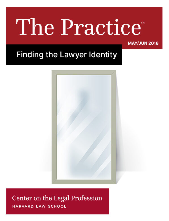 The Practice on "Finding the Lawyer Identity" for May/June 2018 shows a mirror on the cover.