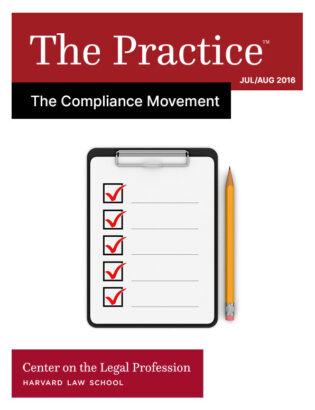 The Practice for July/August 2016 on The Compliance Movement shows a checklist with a pencil next to it.