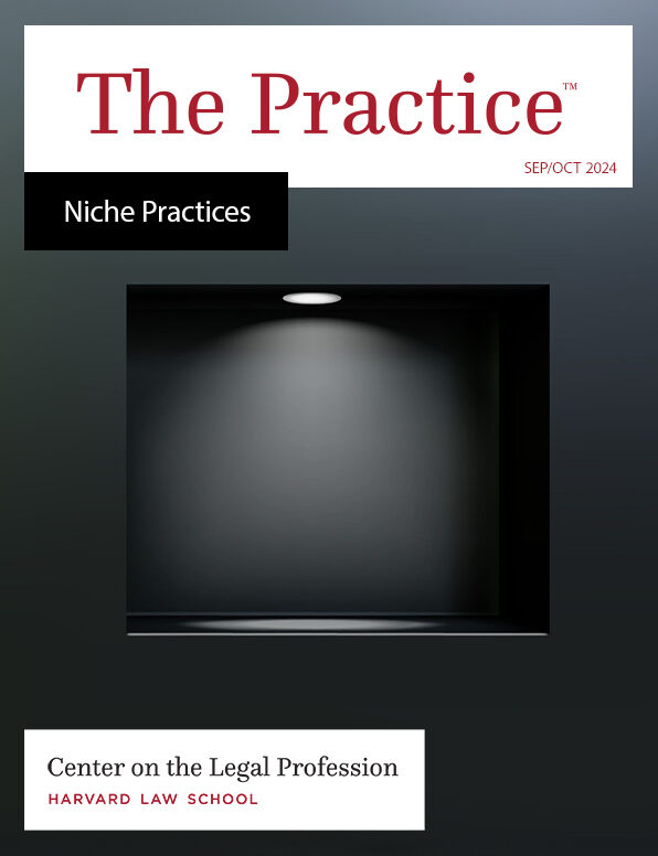 Sept/October 2024 issue of The Practice cover shows a niche box with a spotlight shining on it.