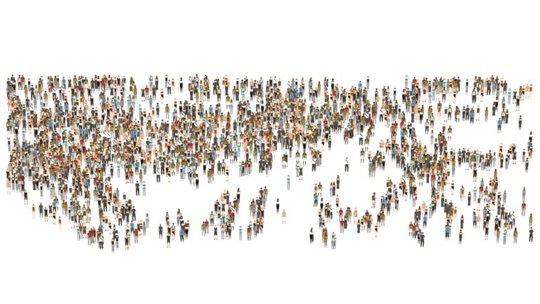 Scattered population of people.