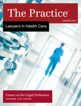 The Practice magazine cover on Lawyers in Health Care