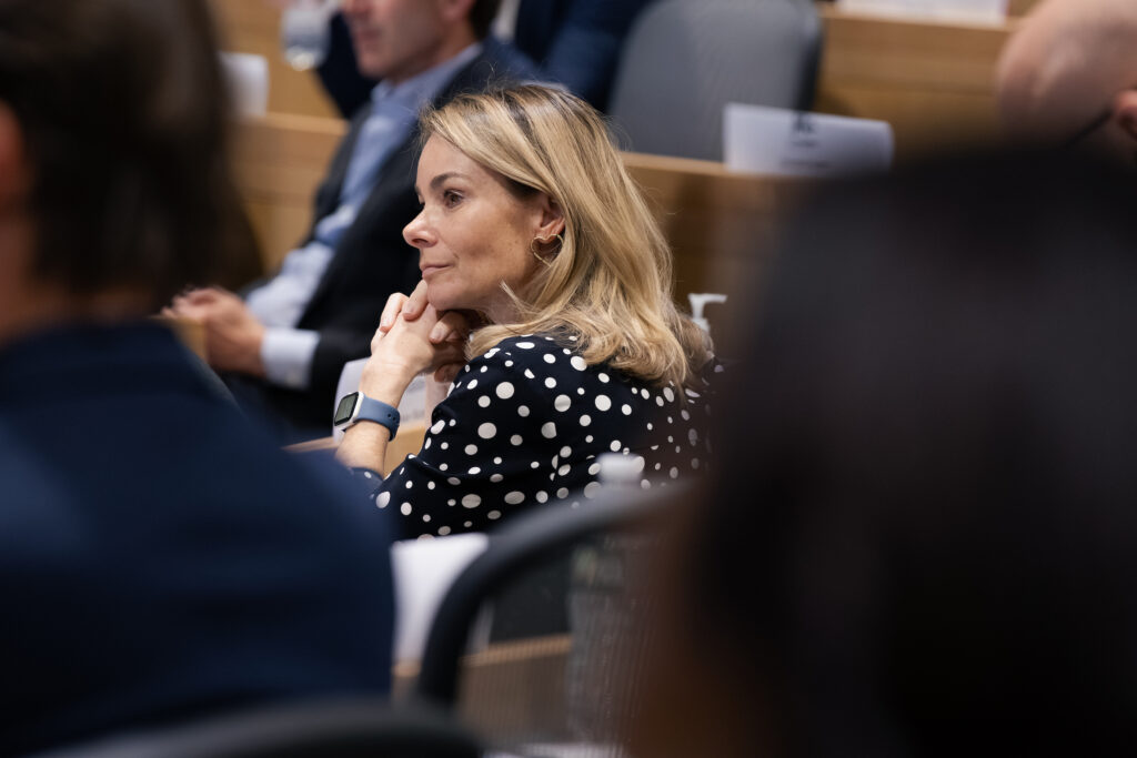 A person listens intently.